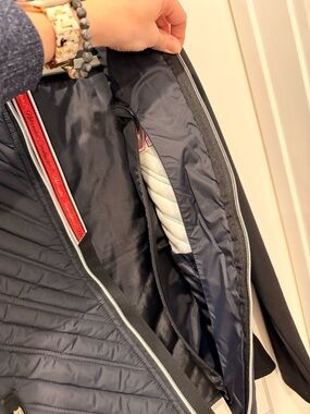 Women's Navy Ski Jacket with Quilted Panels